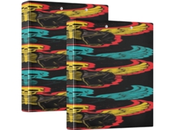 Pasta Escolar Punk Com Capa De Bolso E Três Argolas 1, 5-polegadas Com Estampa De Caveira E Asa Pacote 1 2-unidades