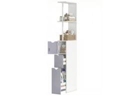 Coluna De Casa De Banho Moderno Móvel Auxiliar Com 2 Prateleiras 2 Gavetas E 1 Porta Antiviragem 15x33x136,8 Cm Branco