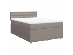 Conjunto 1 Cama Box Spring Vidaxl Marrom-acinzentado Tecido (190 X 144 X 100.5 Cm)