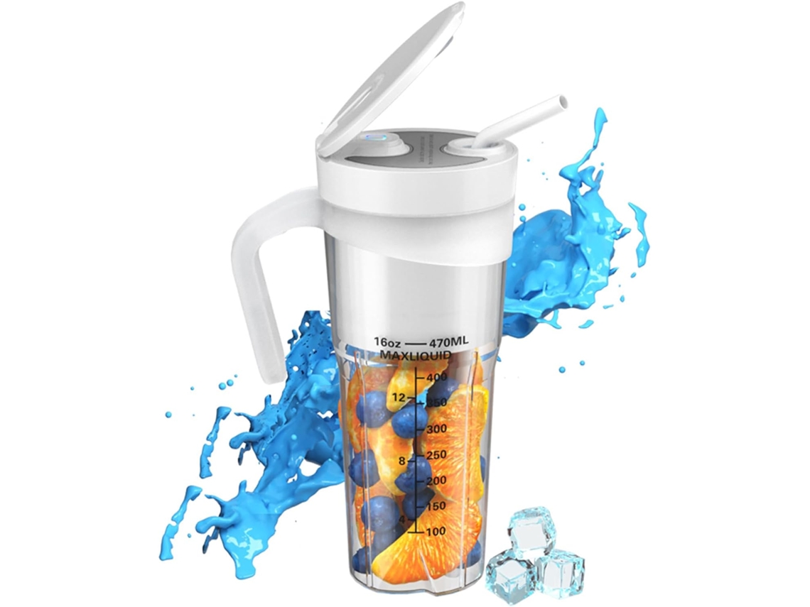 Lurelia Liquidificador Portátil Recarregável Usb, 470ml, 6 Lâminas, Para Sumos, Preto