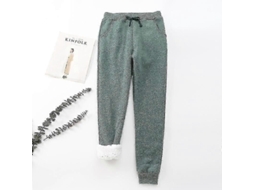 Calças De Moletom Com Sherpa Para Mulher, Cintura Elástica, Bolsos Laterais, Estilo Casual E Aconchegante Verde Escuro