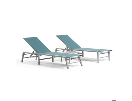 Conjunto De 2 Espreguiçadeiras Duna Reclináveis Mesa, Em Alumínio E Textileno, Dobráveis, Para Jardim, Terraço Ou Piscina Rattatan (petróleo)