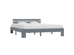 Estrutura De Cama Com Cabeceira 160x200cm Pinho Maciço Cinzento