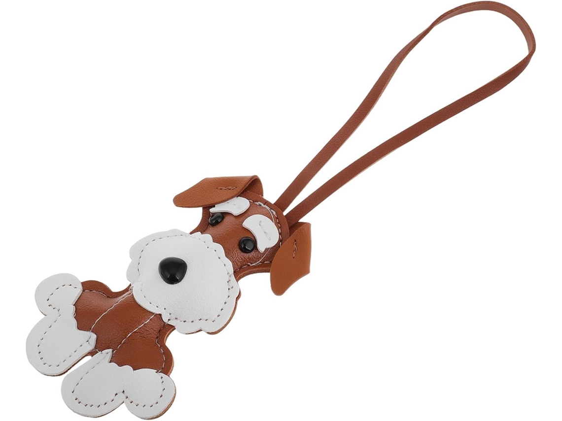 Chaveiro Fofo De Cachorro De Desenho Animado Em Couro Pu.