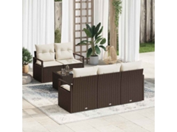 Vidaxl Conjunto De Sofás 6 Unid. 5-número De Lugares Marrom E Creme