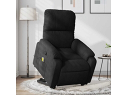 Vidaxl Poltrona De Massagens Reclinável Elevatória Microfibra Preto