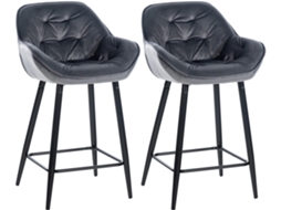 Conjunto de 2 bancos de bar veludo Gibson altura do assento 76 cm cinza escuro CLP