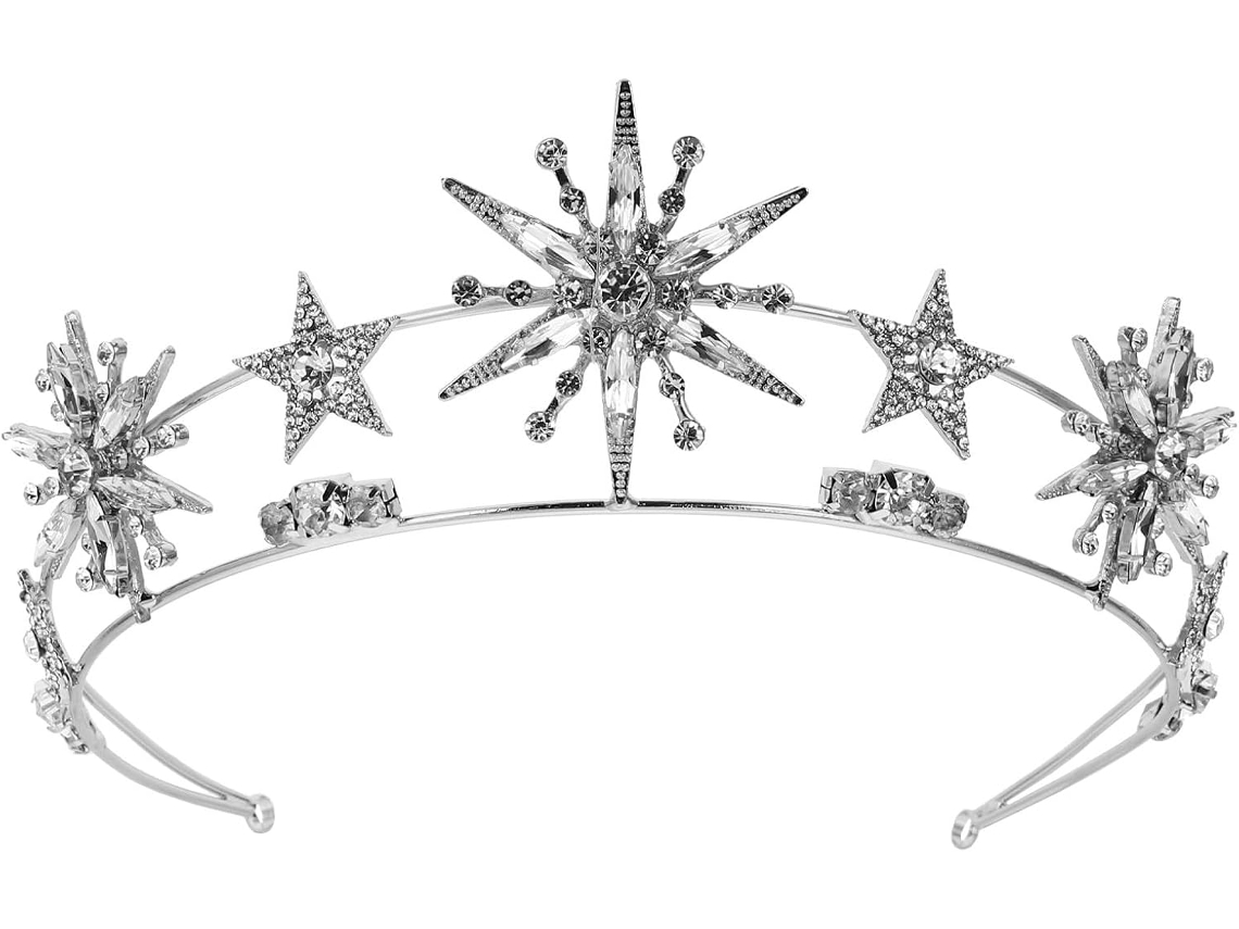 Coroa De Casamento Com Estrela Prateada E Strass