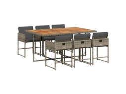 Conjunto de 7 Jantar para Jardim com Almofadões Vime Pe Cinza MAISON EXCLUSIVE