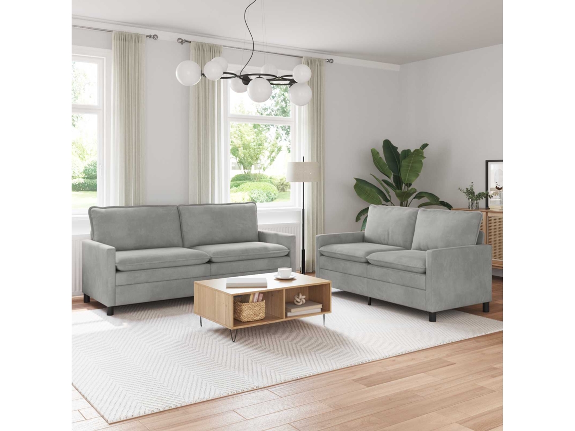 Vidaxl Conjunto De Sofás 2 Pcs Cinzento-claro Veludo