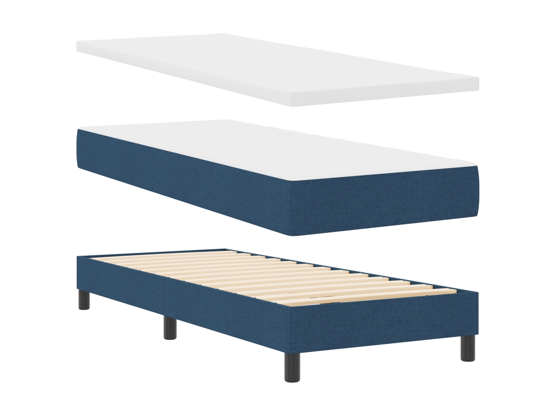 Conjunto 1 Cama Box Vidaxl Azul Tecido (200 X 80 Cm)