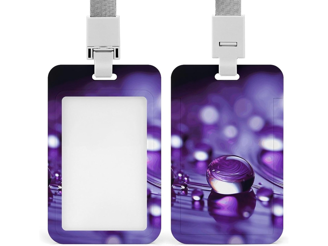 Porta Crachá Roxo Em Formato De Gota, Protetor De Cordão Vertical, Capa Plástica Impermeável, Estojo Crachá