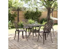 Vidaxl 5 Pcs Conjunto De Jantar Para Jardim Alumínio Fundido Bronze