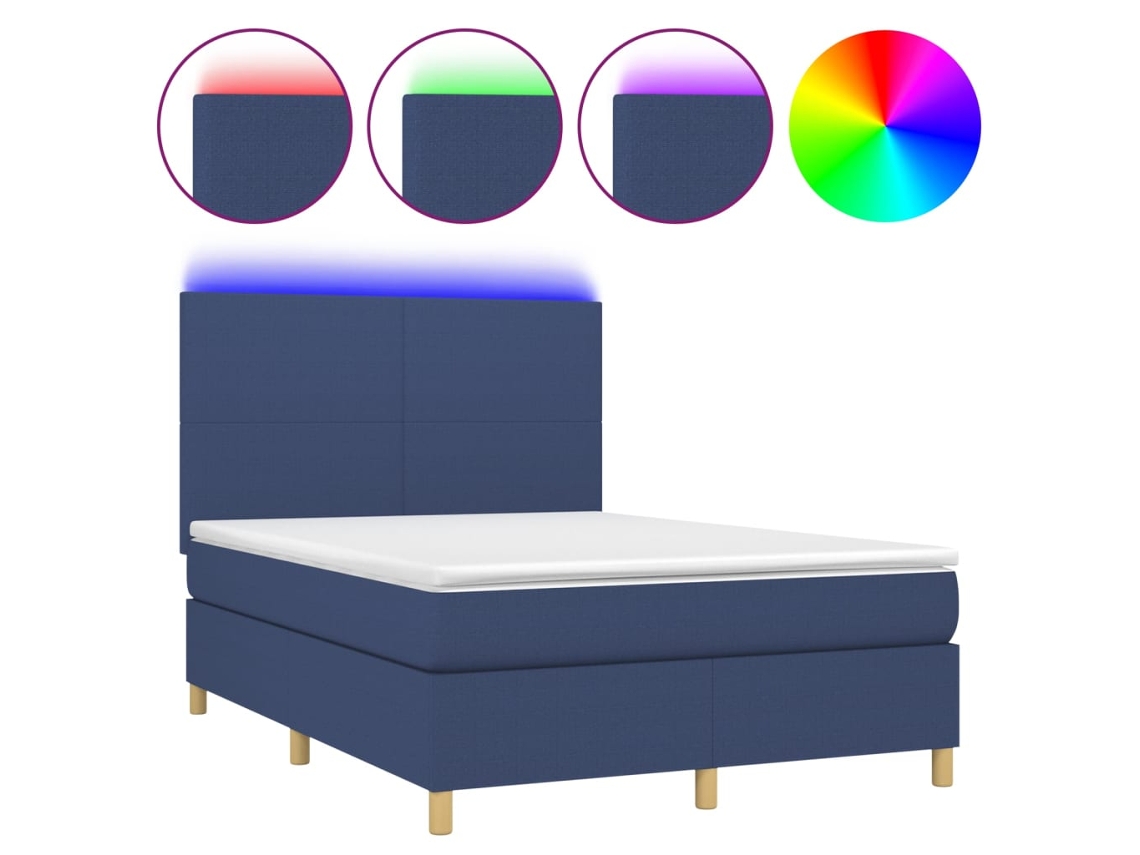 Box Spring Bed, Box Spring Beds Vidaxl Azul Tecido (140 X 190 Cm)