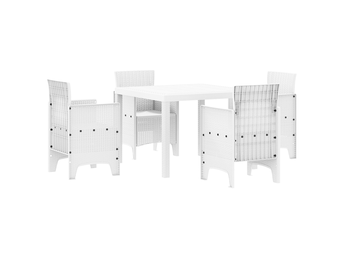 Conjunto 5 Conjunto De Jantar De Jardim Vidaxl Branco Polipropileno (100 X 100 X 73 Cm)
