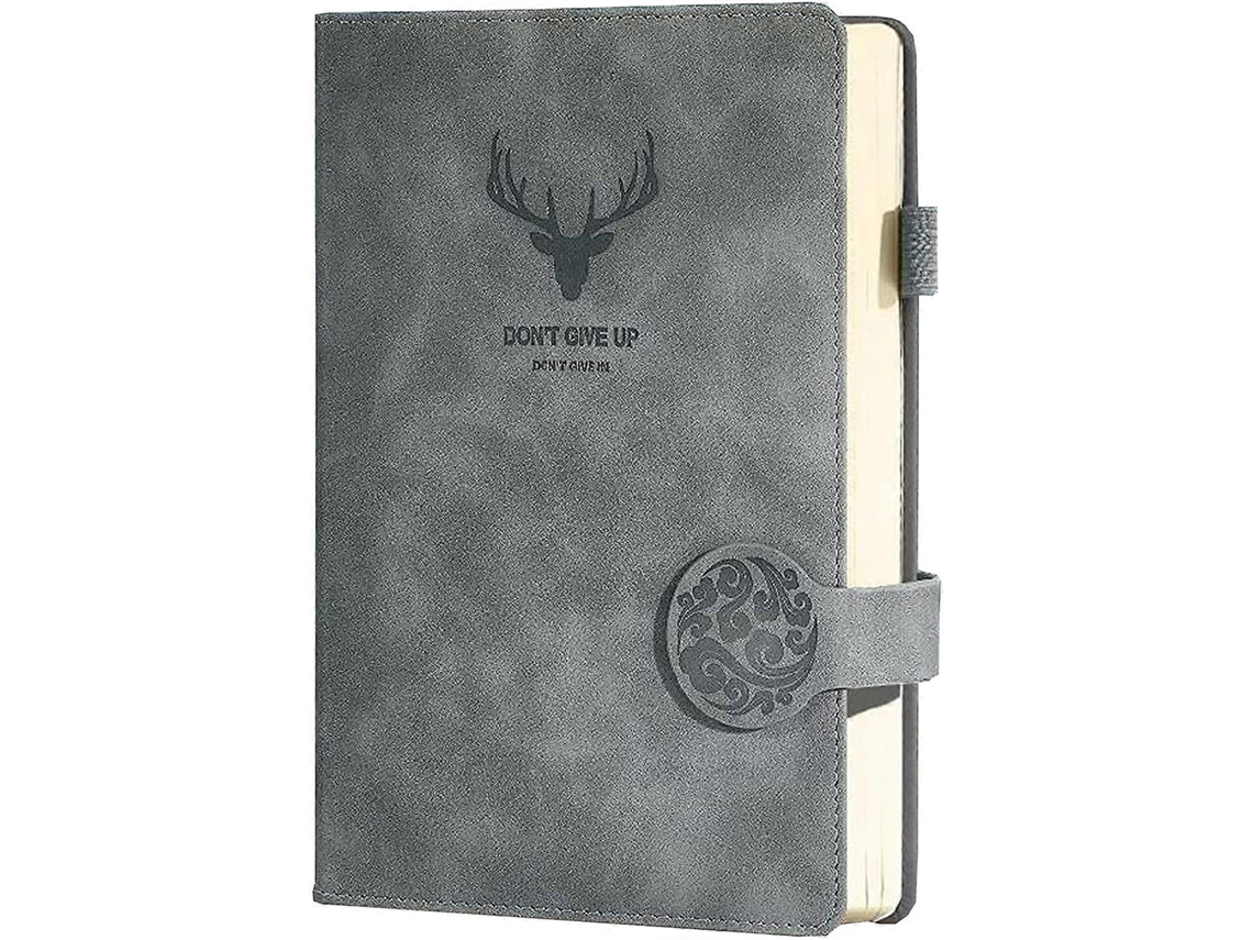 Libreta de cuero A5, extra gruesa, con 200 páginas, ideal para estudiar, la oficina, el hogar, la escuela y tomar notas. Color: Gris. - aquaforge