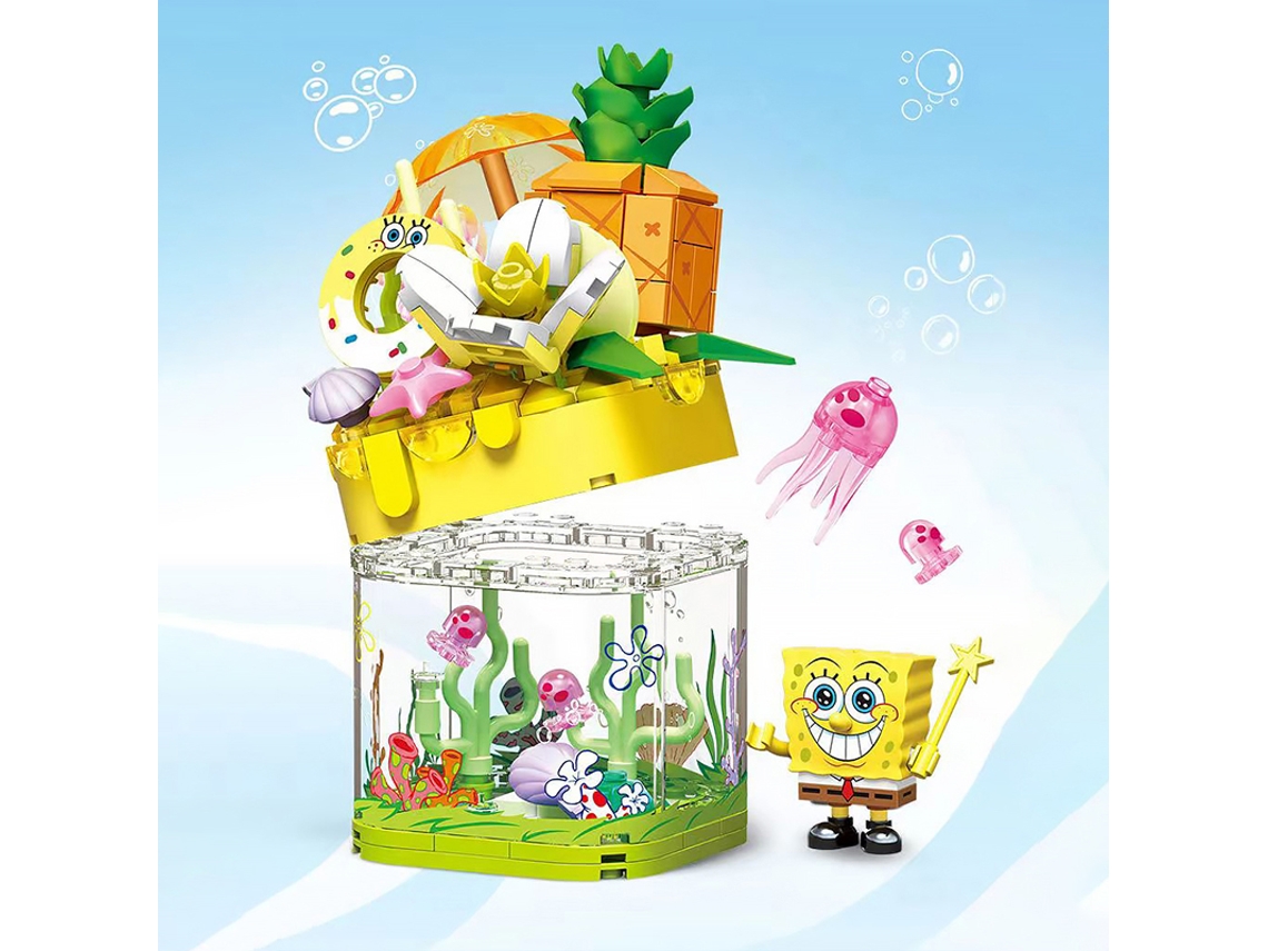 (estilo 2) Bob Esponja E Patrick - Modelo De Casa De Abacaxi Para Montar (com Luzes)
