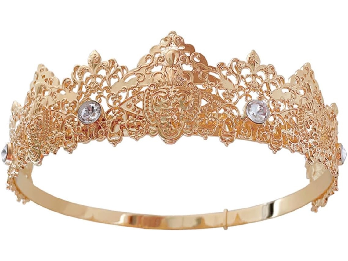 Coroa De Princesa Elegante Com Efeito Visual Impressionante, Em Liga De Zinco E Strass.