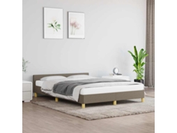 Vidaxl Cama Sem Colchão 140x190 Cm Tecido Castanho-acinzentado