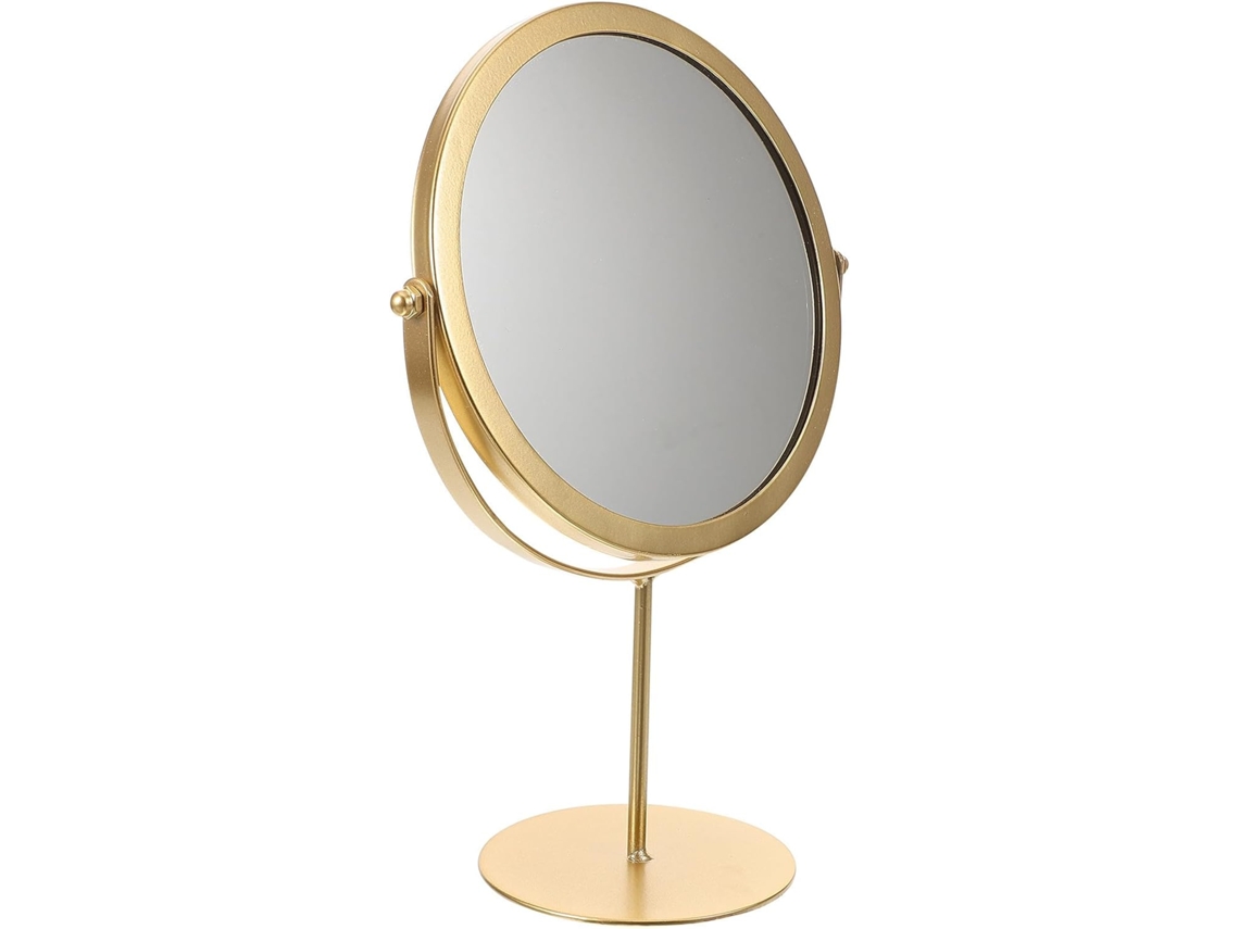 Espelho De Mesa Redondo Dourado Para Maquiagem, 1 Peça, Base Estável, Para Mulheres, Decoração De Casa E