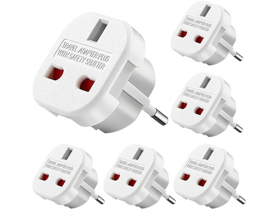 Adaptador de viagem AQUAFORGE, 6 unidades, para tomada Ue, branco, tipo G