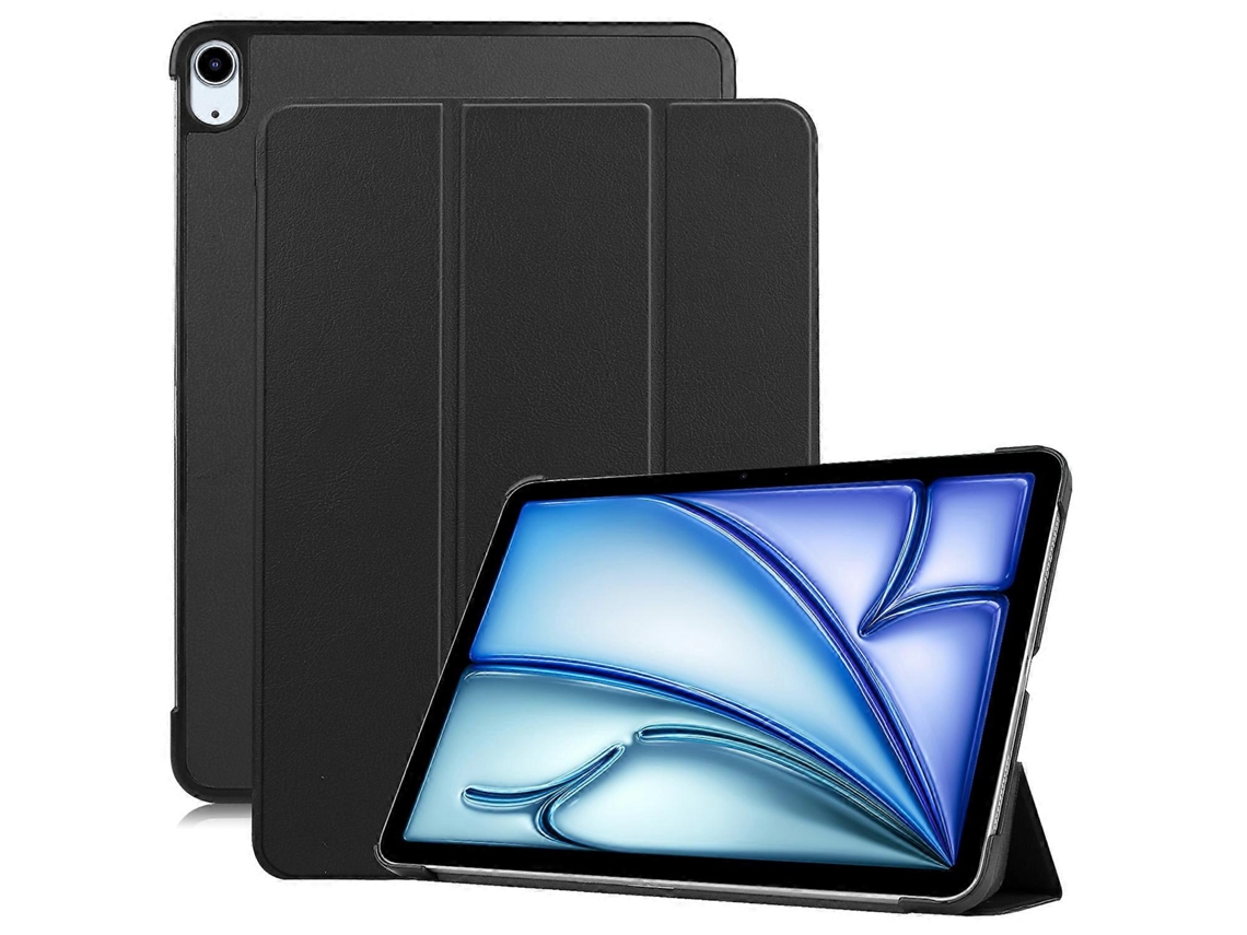 Capa para iPad Air 11 (2024) com suporte de couro e capa protetora à prova de choque, Hengrongshen preto (2025)
