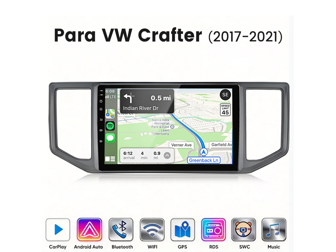 Rádio Carplay Android Auto ZENCORE SERVICES, 6GB+128GB, 8 núcleos, para VW Crafter