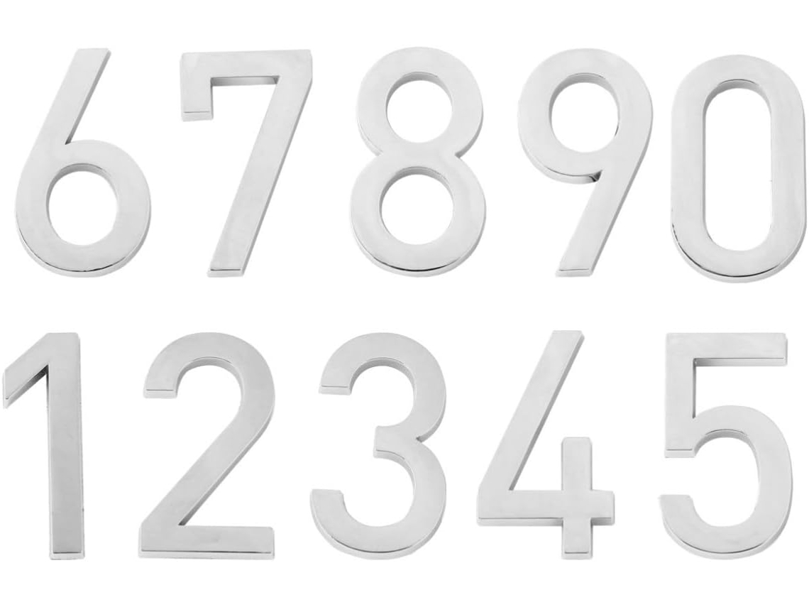 Supvox 10 Adesivos Prateados Com Números De 0a 9 Placas Porta, Em Material Abs, Autoadesivos E Leves Uso
