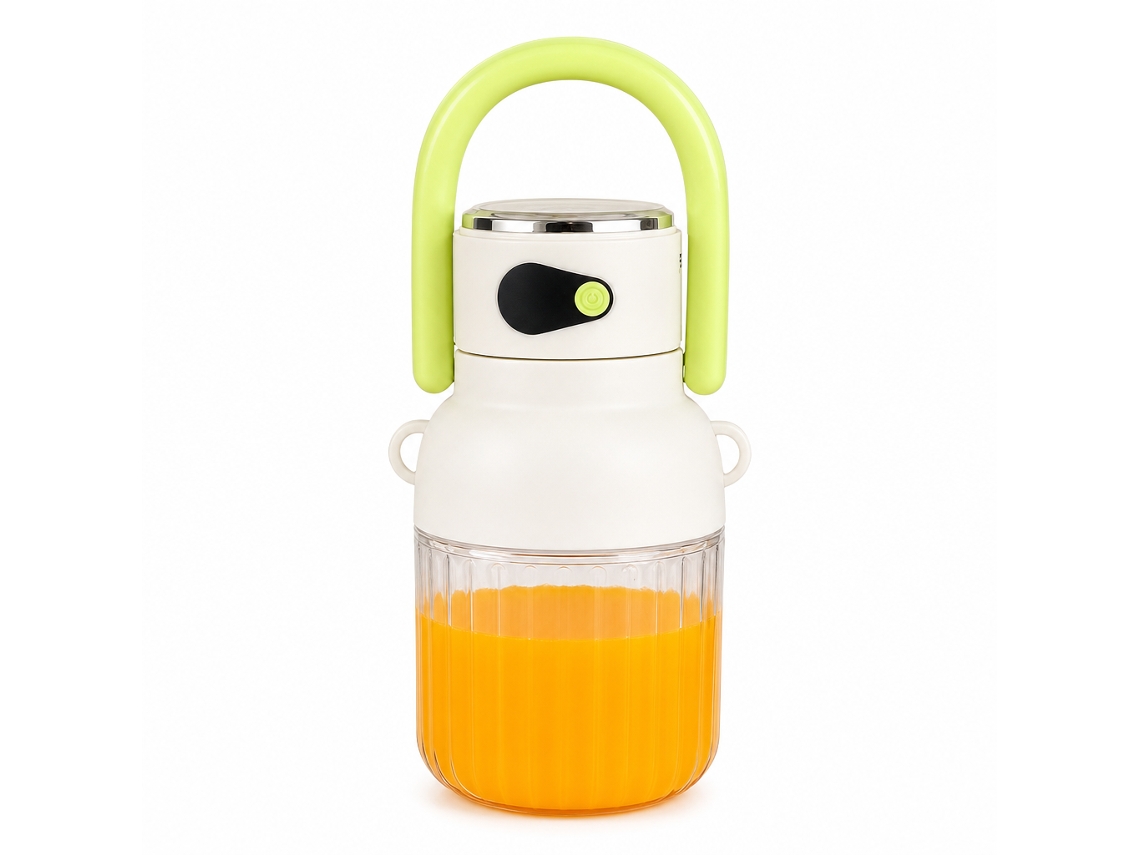 Liquidificador Portátil Sem Fios Recarregável 500 Ml, Verde-água, Copo Com 2 Tampas