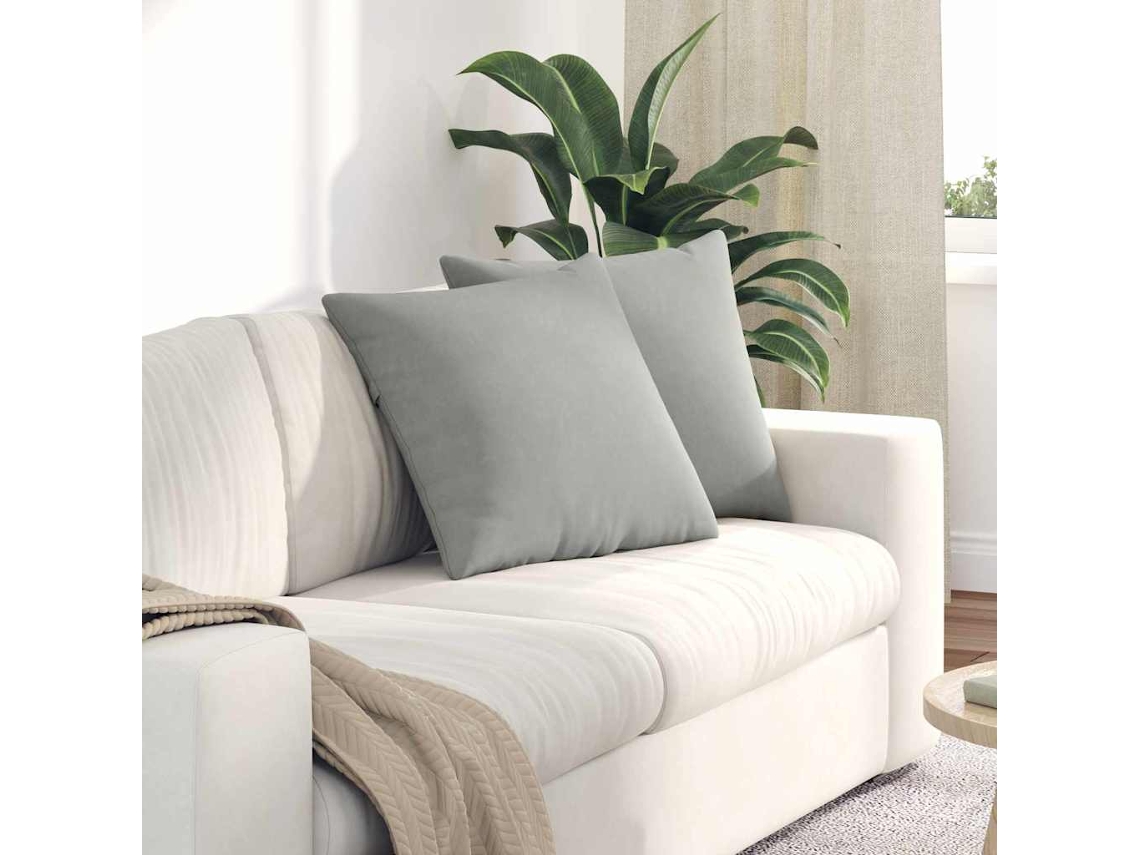 Vidaxl Travesseiros De Sofá 2 Pcs Cinzento-claro 50 X 50 Cm Tecido