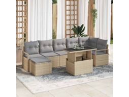 Vidaxl Conjunto De Sofá De Jardim 8 Unid. Bege E Cinza Claro Vime Pe
