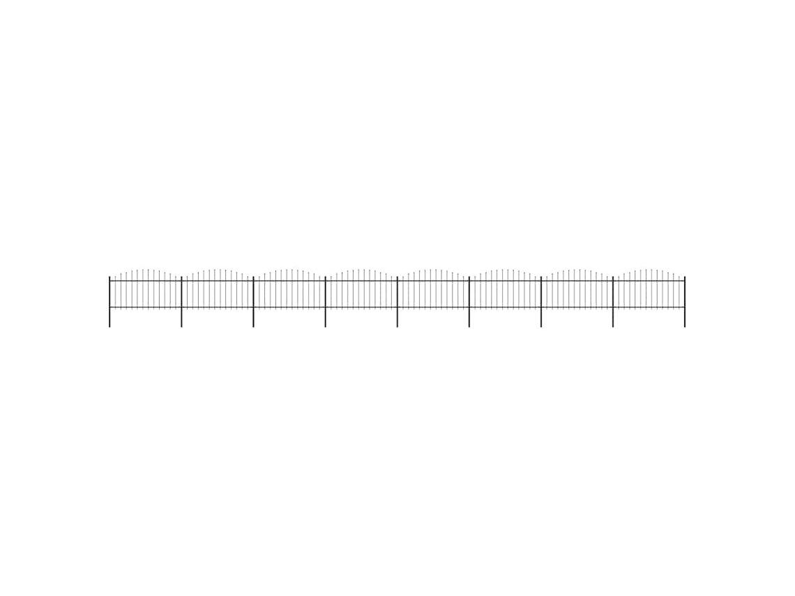 Vidaxl Cerca De Jardim Com Topo Em Forma De Lança Em Aço 1339x150 Cm, Preta