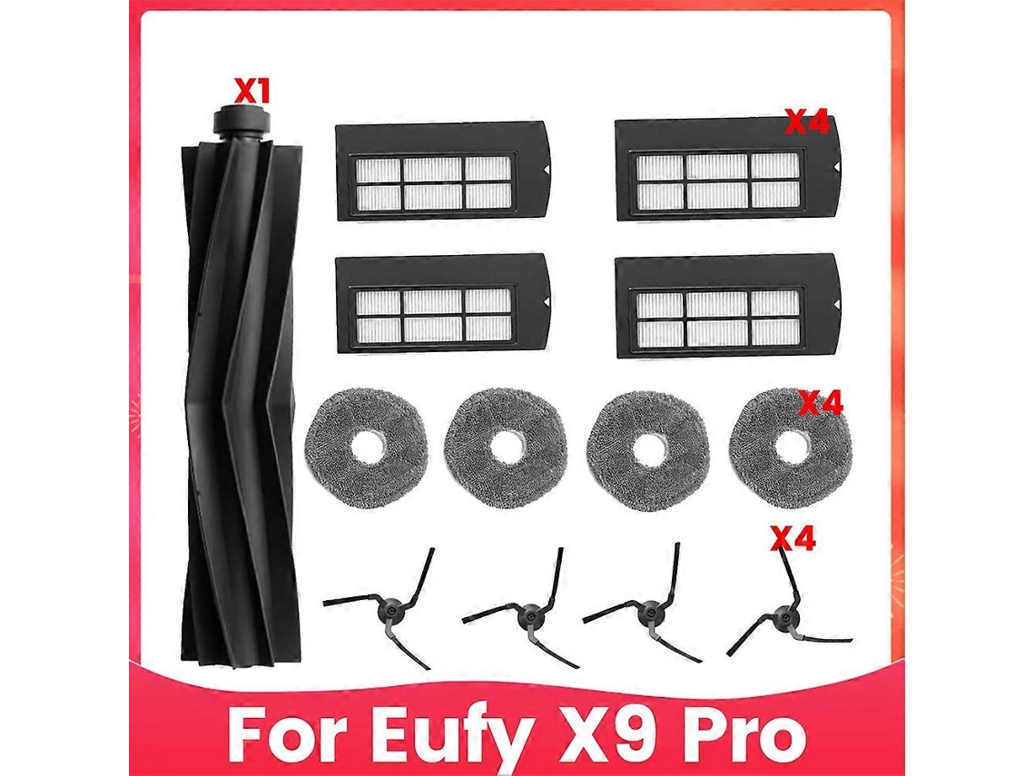Kit De Peças De Reposição Compatível Com O Aspirador Robô X9 Pro, Incluindo Escova Rotativa, Filtro, Laterais, Escovas E Panos De Limpeza._ptg