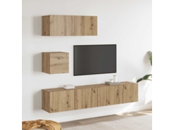 Vidaxl Conjunto De Armário Tv Parede 4 Pcs Madeira Carvalho Artisiano
