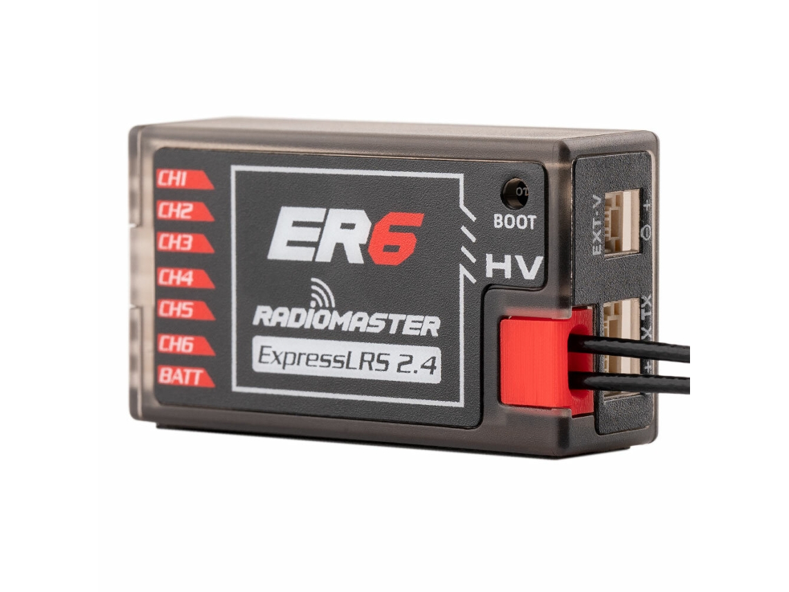 Receptor Radiomaster Er6 2.4ghz 6ch Expresslrs Elrs Rx 100mw Pwm com Suporte para Telemetria de Tensão para Drones, Aviões e Planadores Fpv Rc. MDUG