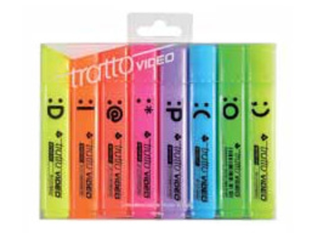 Marcador Tratto Video Emoton 8 unidade(s) Ponta de cinzel Ciano, Verde, Verde claro, Laranja, Rosa, Roxo, Vermelho, Amarelo