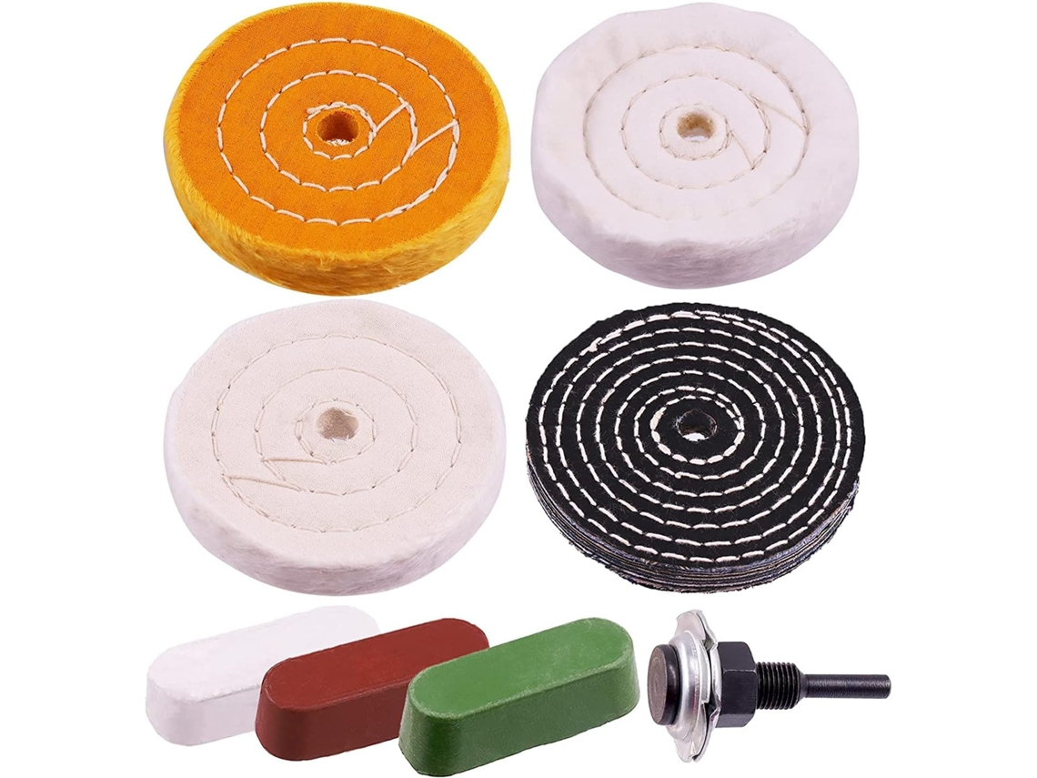 Conjunto De 8 Discos Polimento 4 Polegadas Com 3 Compostos E Haste