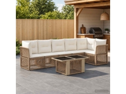 Vidaxl Conjunto De Sofá De Jardim 7 Unid. Bege Vime Pe