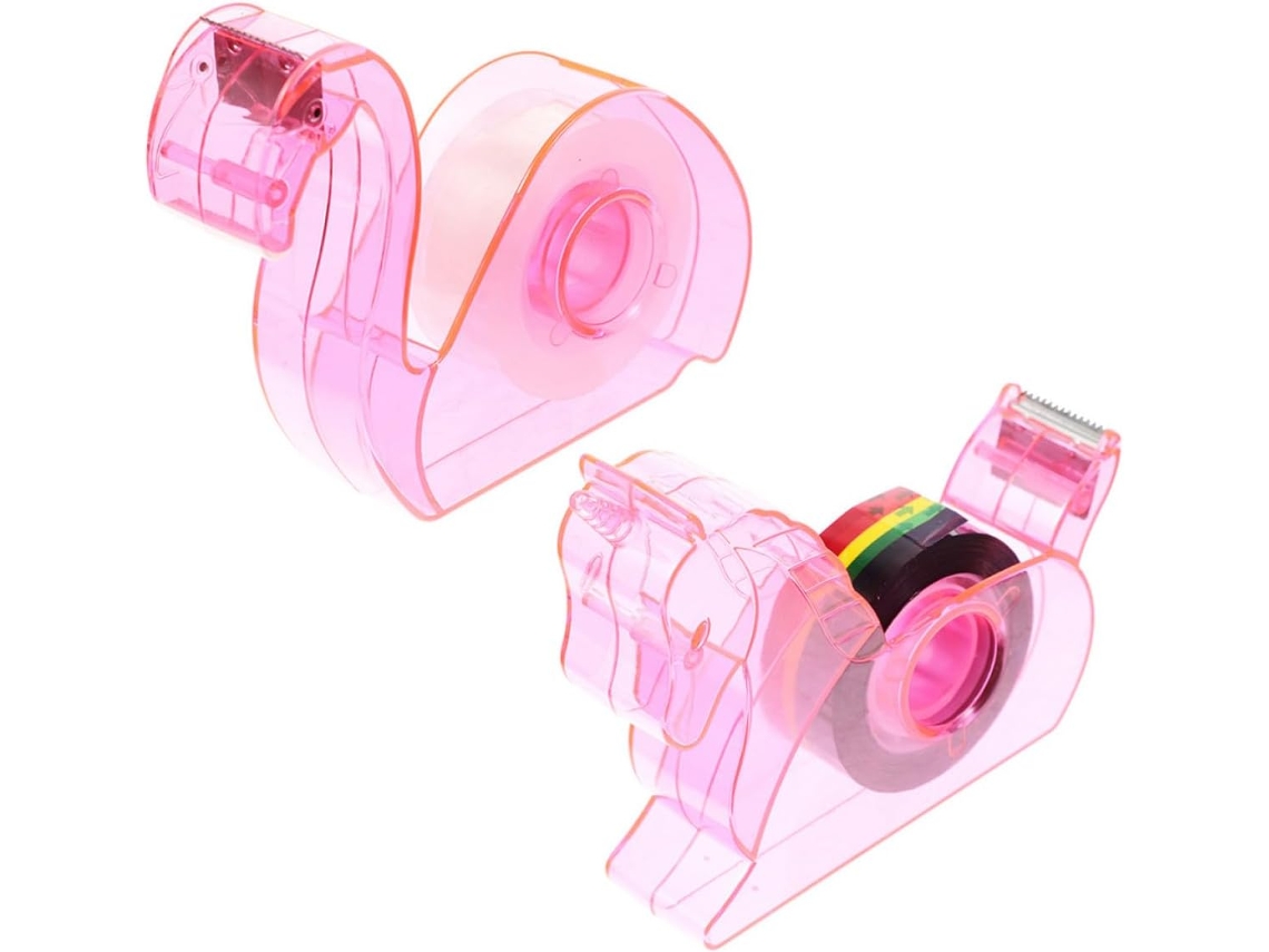Mikikit Conjunto De 2-dispensadores Fita Adesiva Transparentes Mesa Rosa Com Bordas Suaves E Design Prático Para