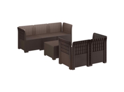 Maison Exclusive - Sofá De Jardim Para 5 Pessoas Com Visual De Rattan Pp Castanho