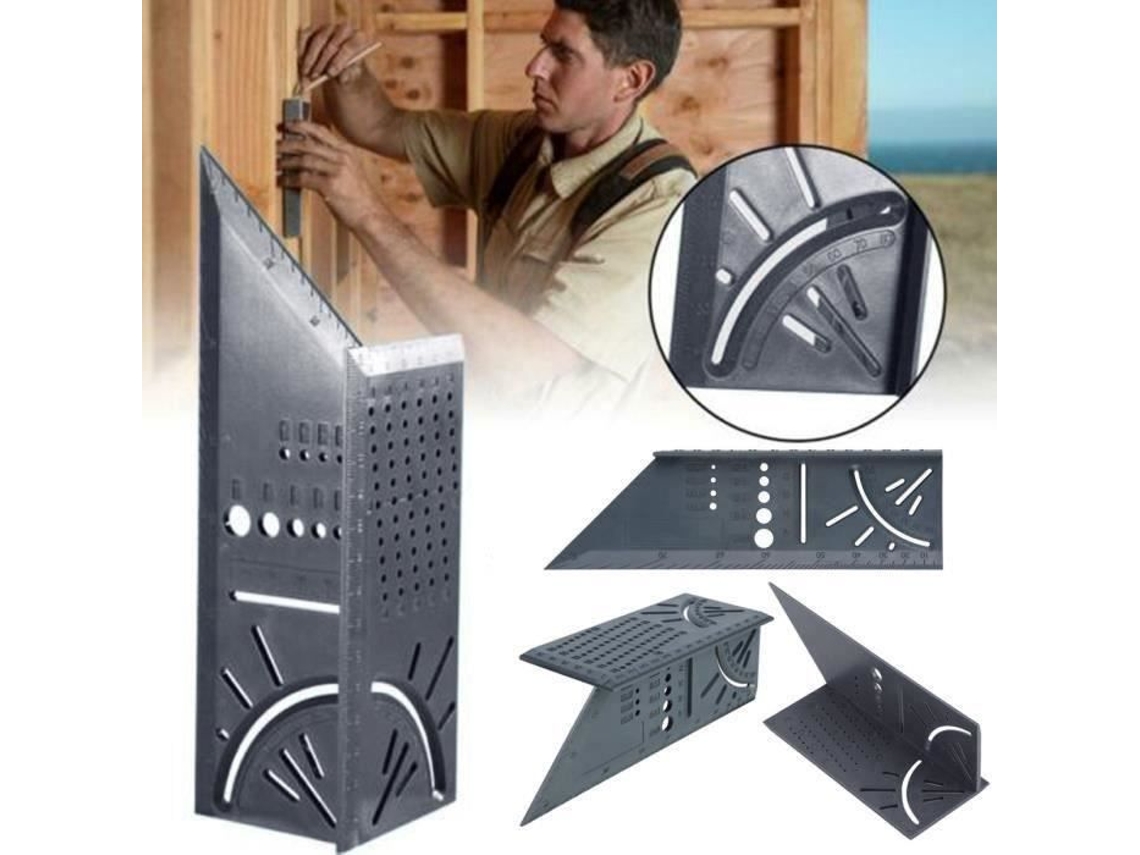 Régua De Esquadria 3d Portátil Para Medição Ângulos Em Madeira, Cinza, L07990