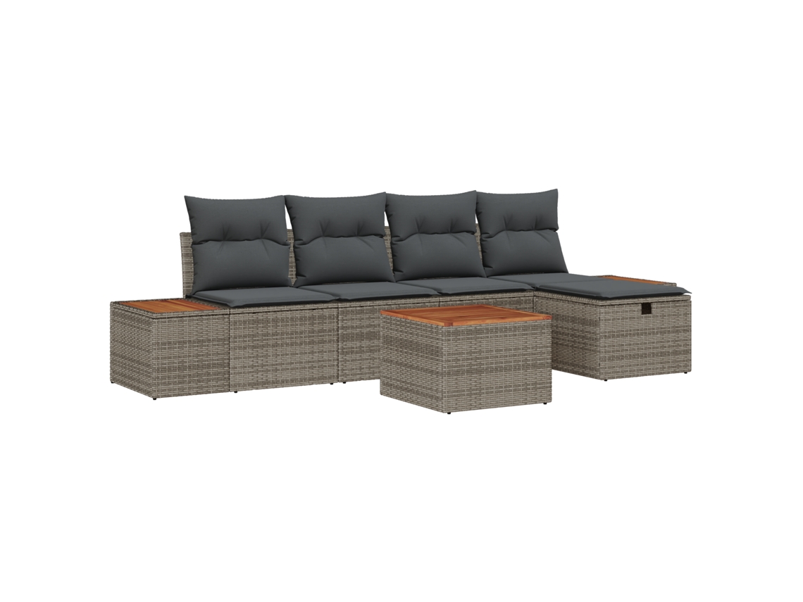 Conjunto 6 Móveis Para Exterior Vidaxl Cinzento Vime Pe (55 X 62 X 69 Cm)