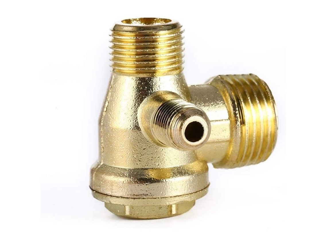 Válvula de Retenção Unidirecional, 3 Portas, Bronze, para Compressor de Ar, 1/8'' x 3/8'' x 1/2''