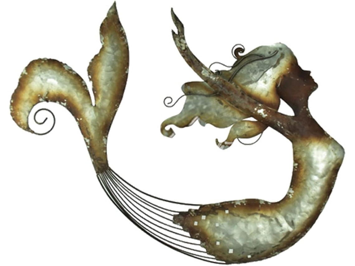 Decoração Parede Sereia Metal Escultura Marinho Criativa Corredor Quarto Estar Escritório Jardim Tema Arte GOKOCO