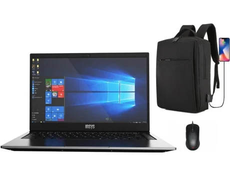 Pack Portátil INSYS PT1-140C (14'' - Intel Core i3-10110U - RAM: 8 GB - 128 GB SSD - Intel UHD Graphics) + Mochila  + Rato — Windows 10 Home