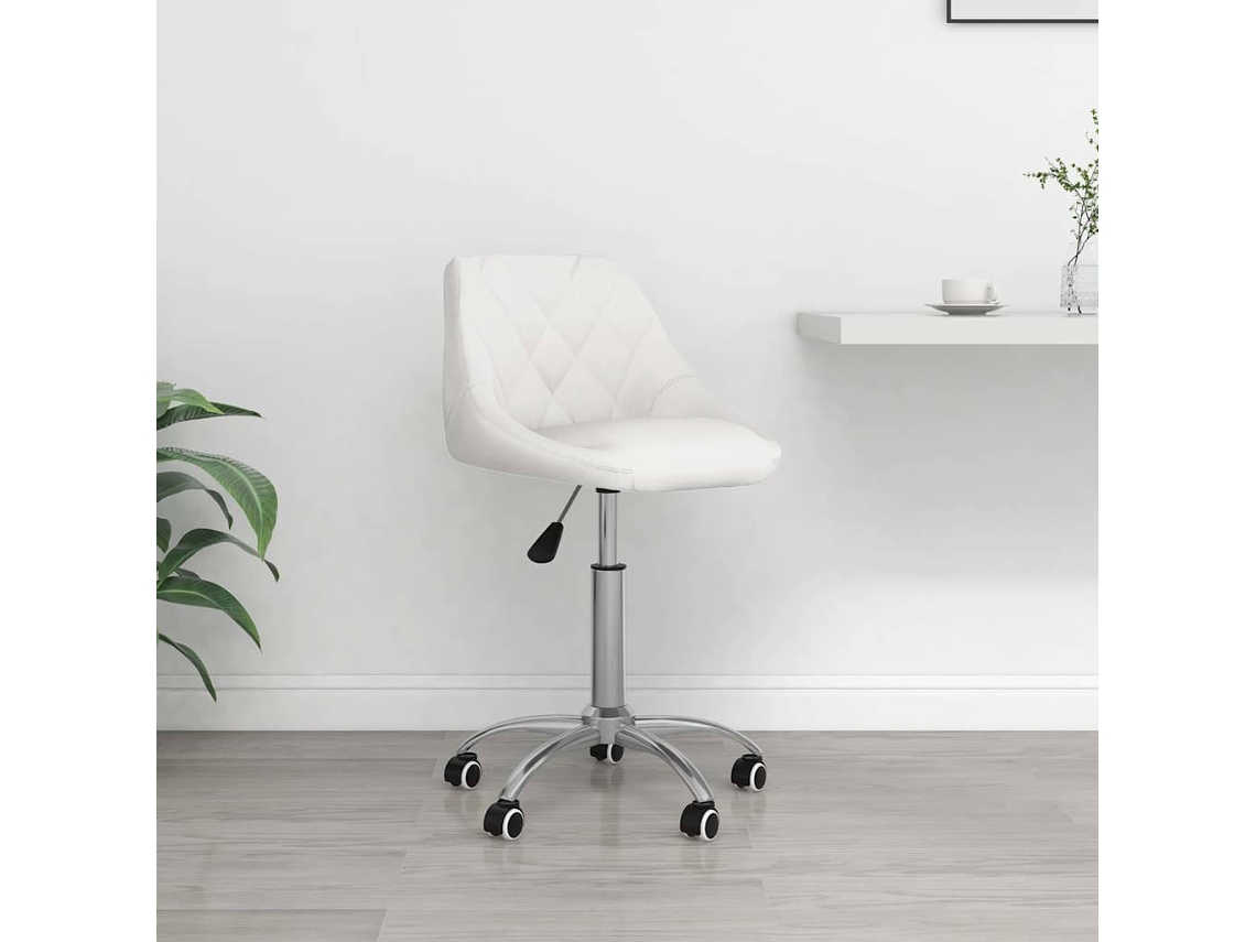Vidaxl Cadeira De Escritório Giratória Couro Artificial Branco