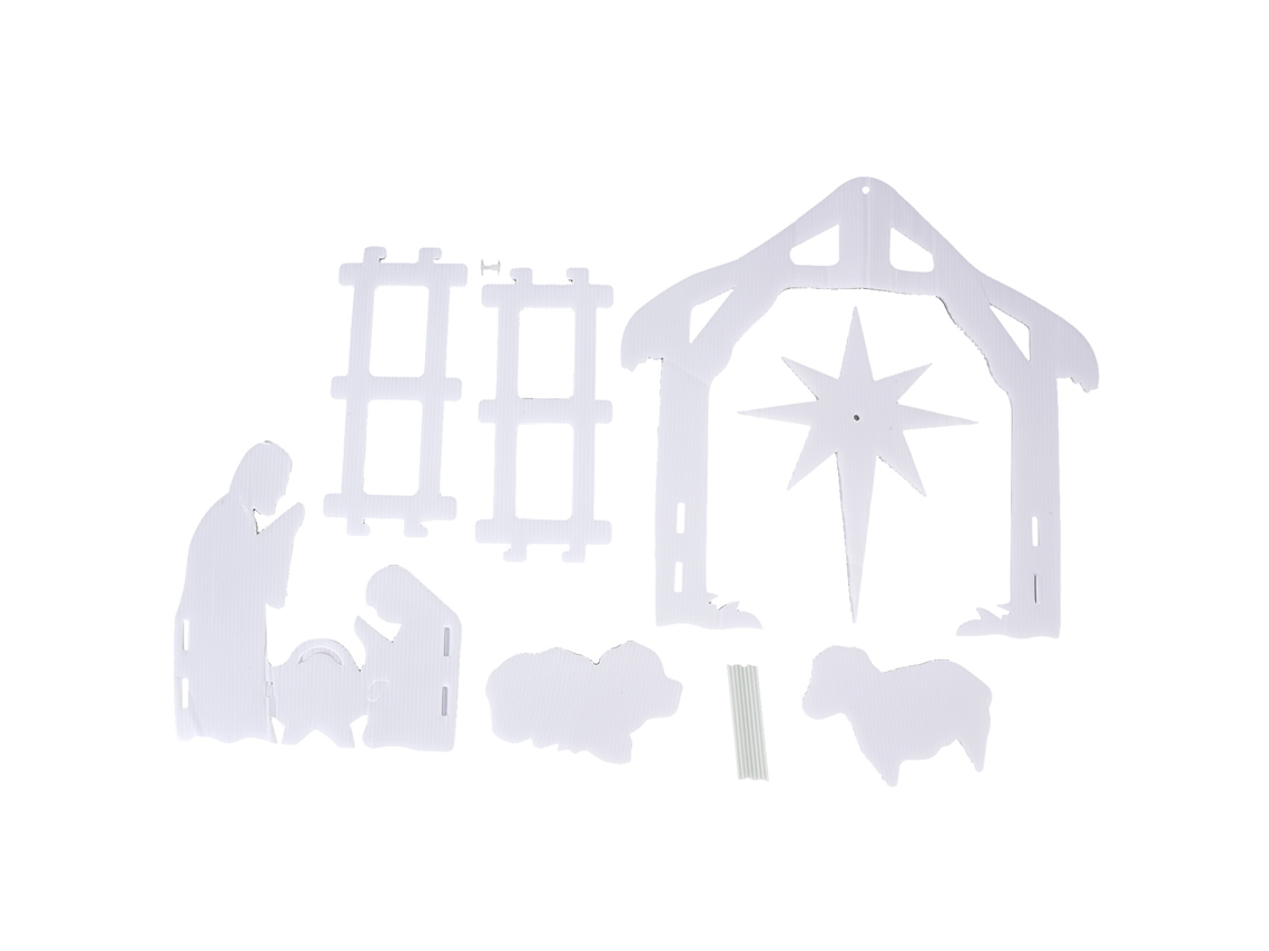Cena Nascimento Jesus Jardim 44x27x5cm Pp Branco