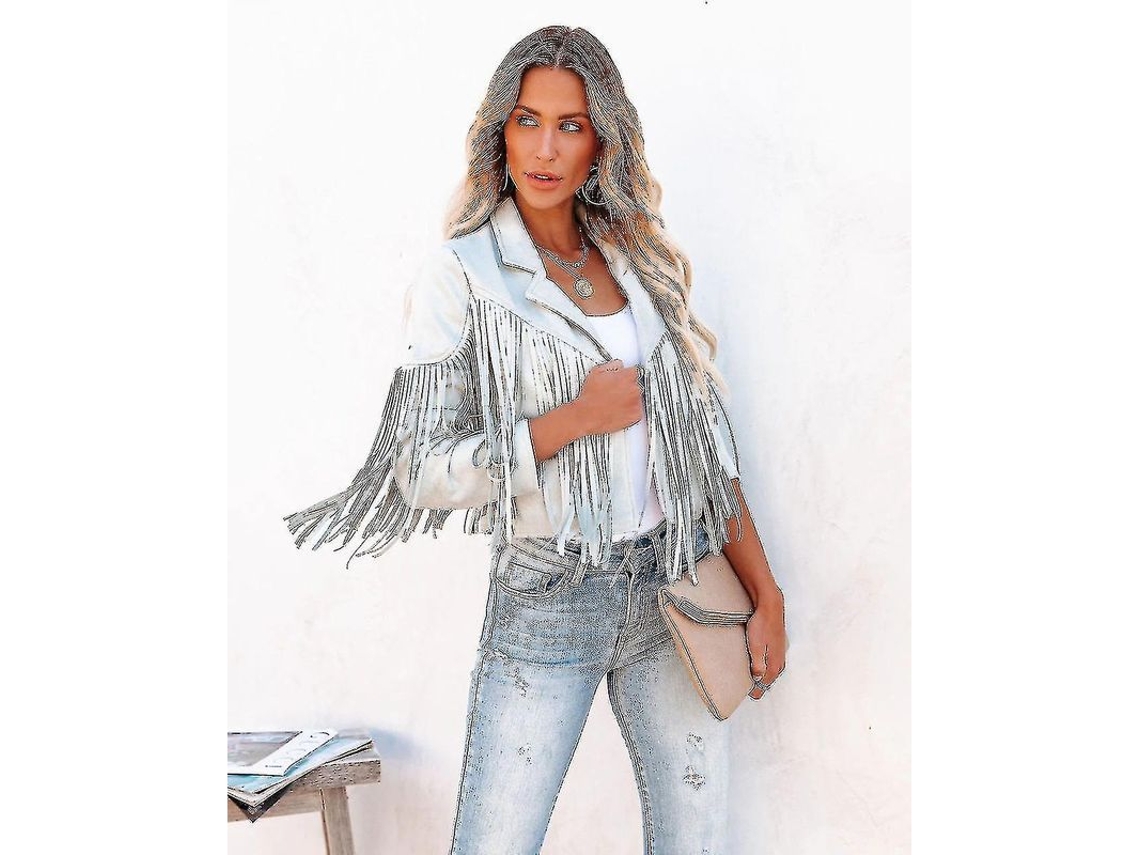 Fasst jaqueta Larga para Mulher com Manga Longa Estampada com Frunços Slim Primavera Outono Inverno