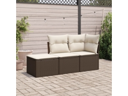 Vidaxl 3 Pcs Conjunto Sofás De Jardim Com Almofadões Vime Pe Castanho