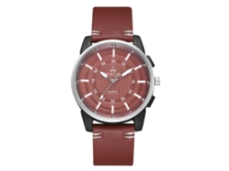 Relógio Analógico de Quartzo com Pulseira de Couro Pu Estilo Simples Masculino Marrom Escuro